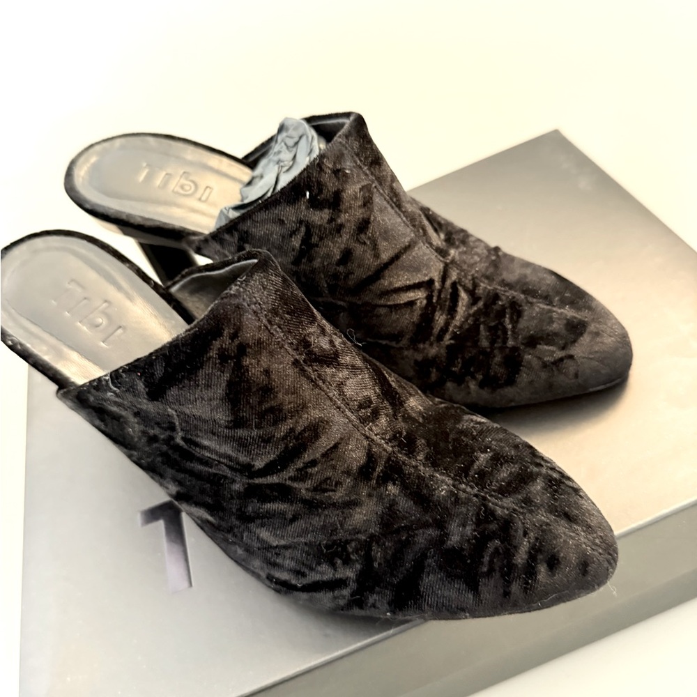 Tibi Velvet Black Mule Heel Shoes